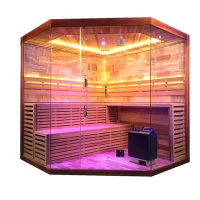 Парилка 6KW 220V сауны чистого канадского Hemlock/красного кедра угловая с комнатой каменной соли