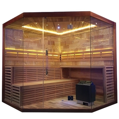 Парилка 6KW 220V сауны чистого канадского Hemlock/красного кедра угловая с комнатой каменной соли