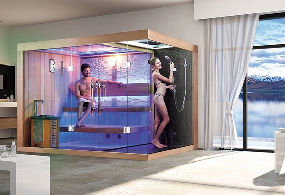 Традиционная деревянная комната сауны Bathroom и сауны кедра парилки красная сухая